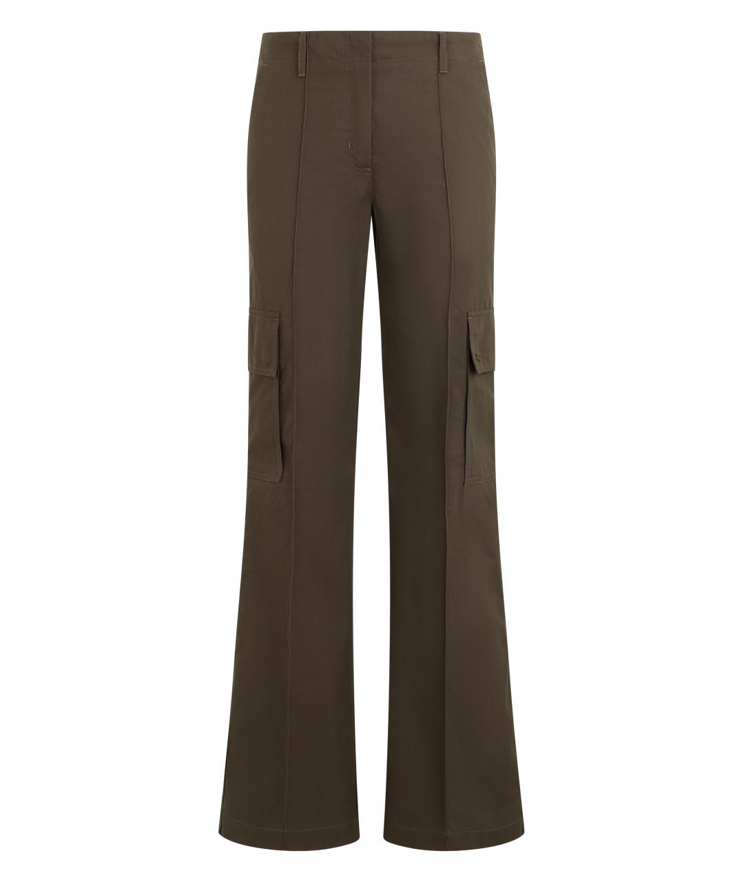 BURBERRY Хаки хлопковые прямые брюки, фото 1