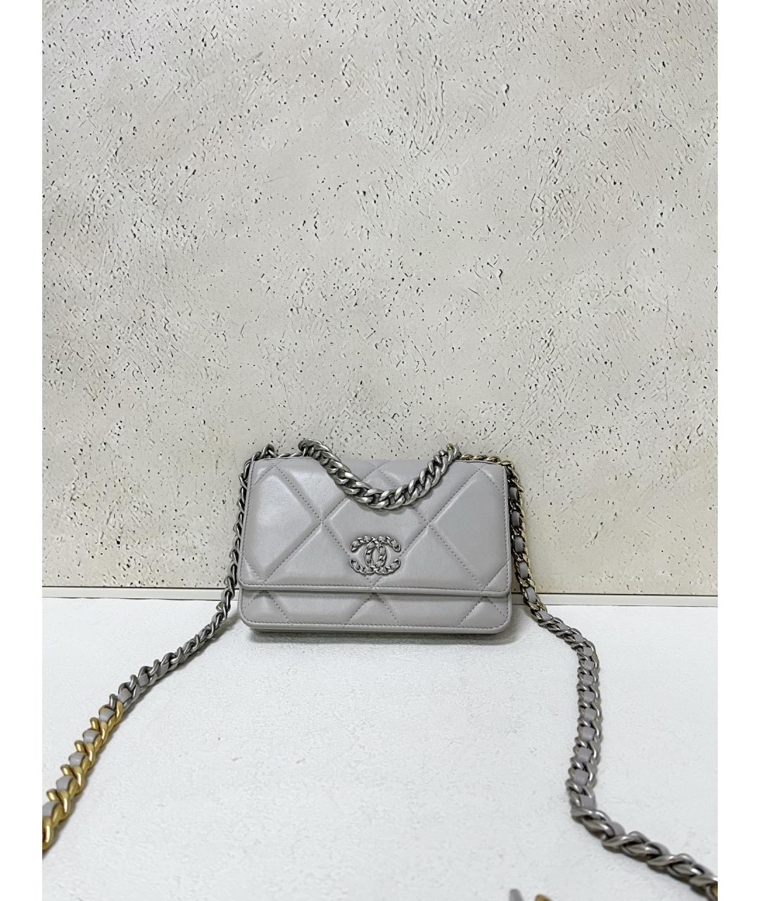 CHANEL Серый кожаный кошелек, фото 7