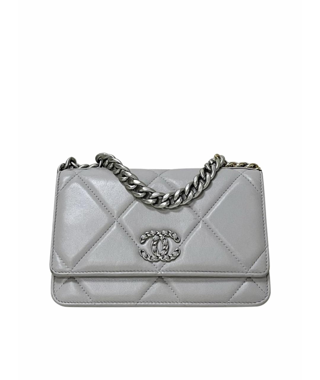 CHANEL Серый кожаный кошелек, фото 1