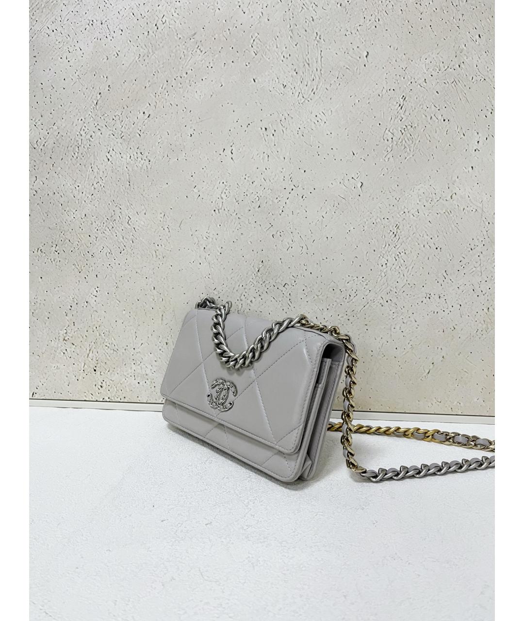 CHANEL Серый кожаный кошелек, фото 3