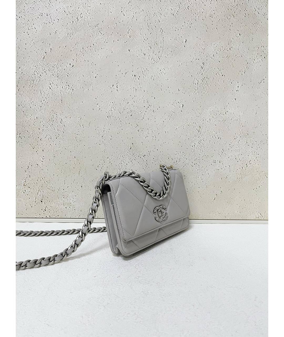 CHANEL Серый кожаный кошелек, фото 2