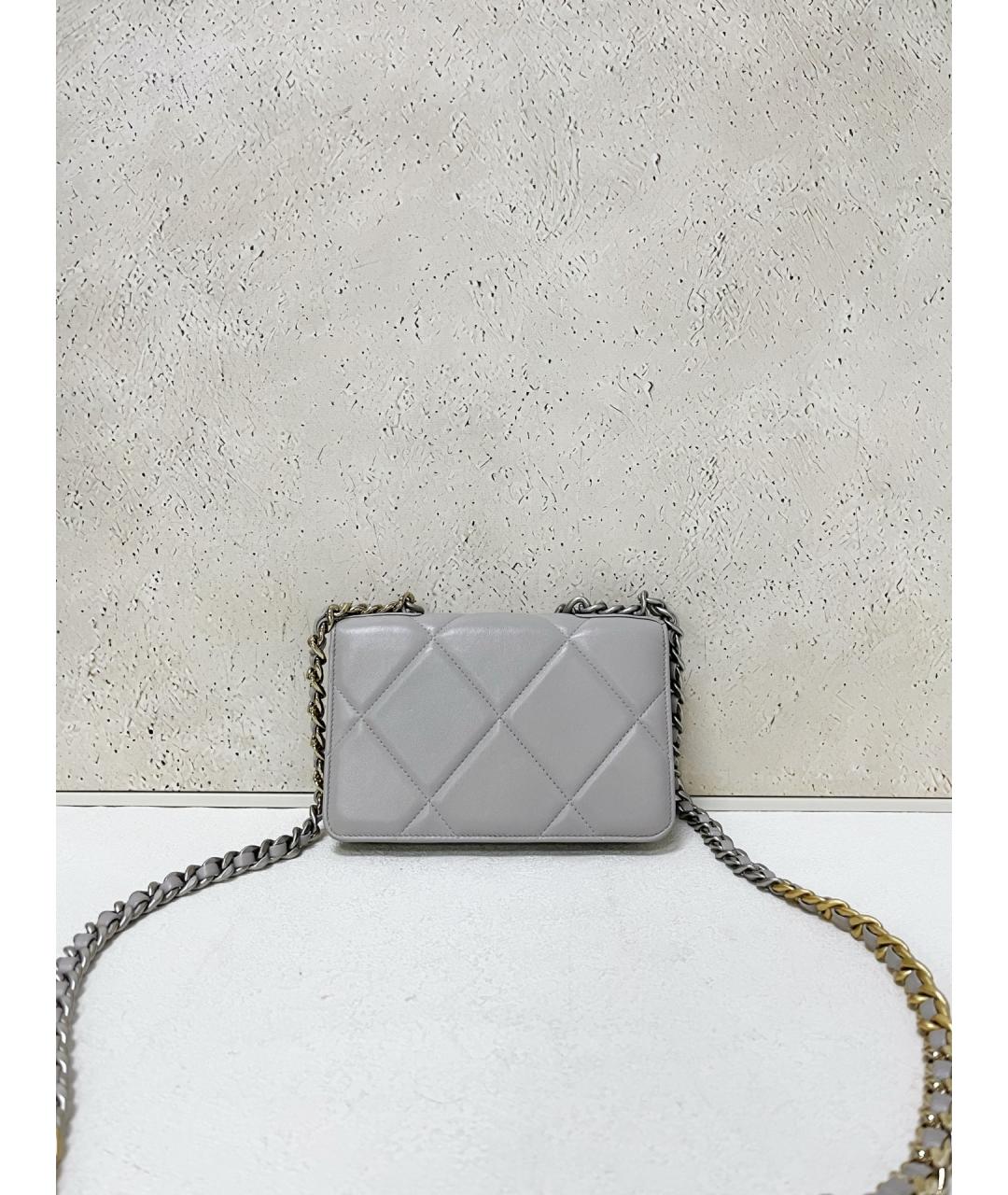 CHANEL Серый кожаный кошелек, фото 4