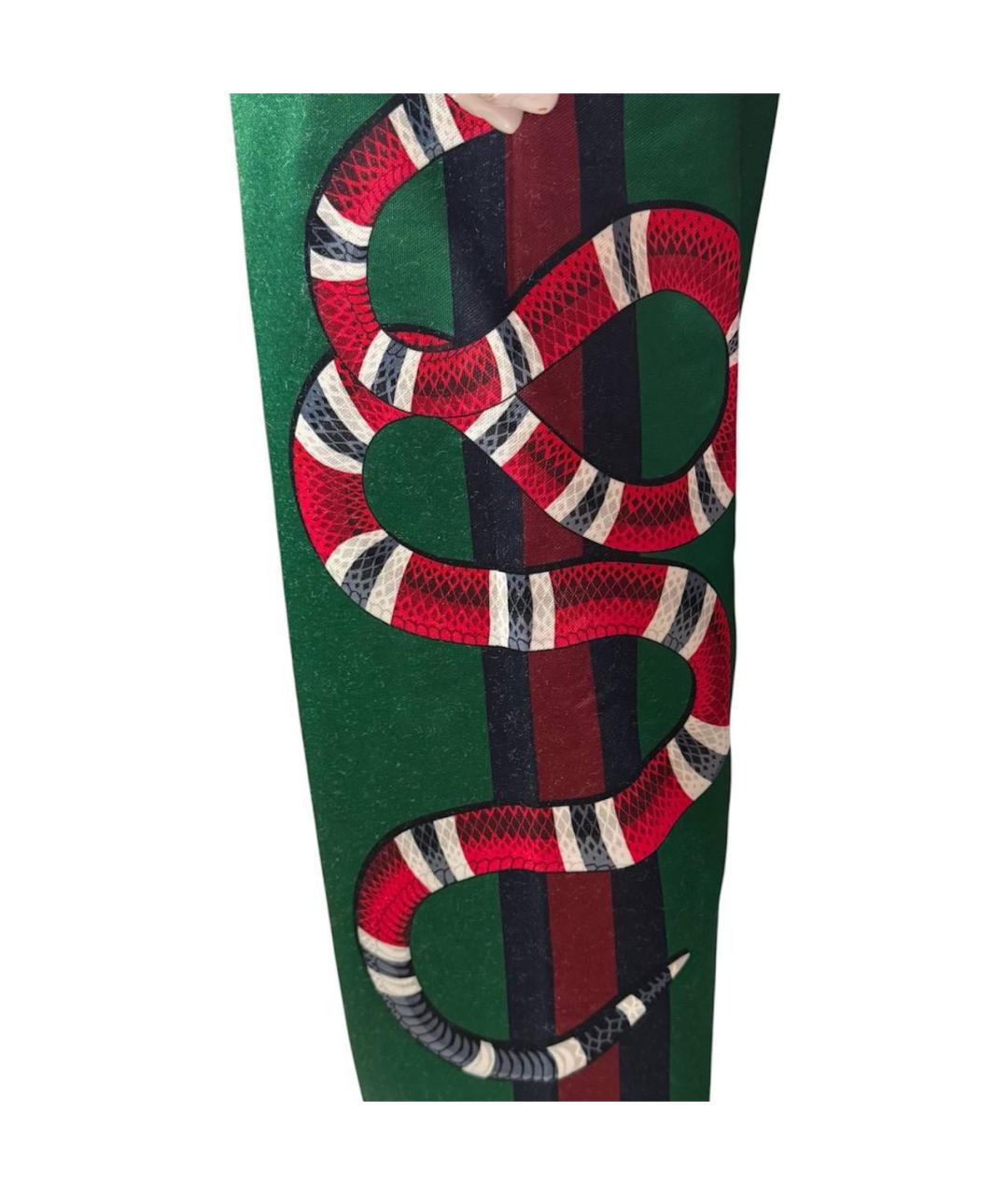 GUCCI Зеленые хлопковые повседневные брюки, фото 3