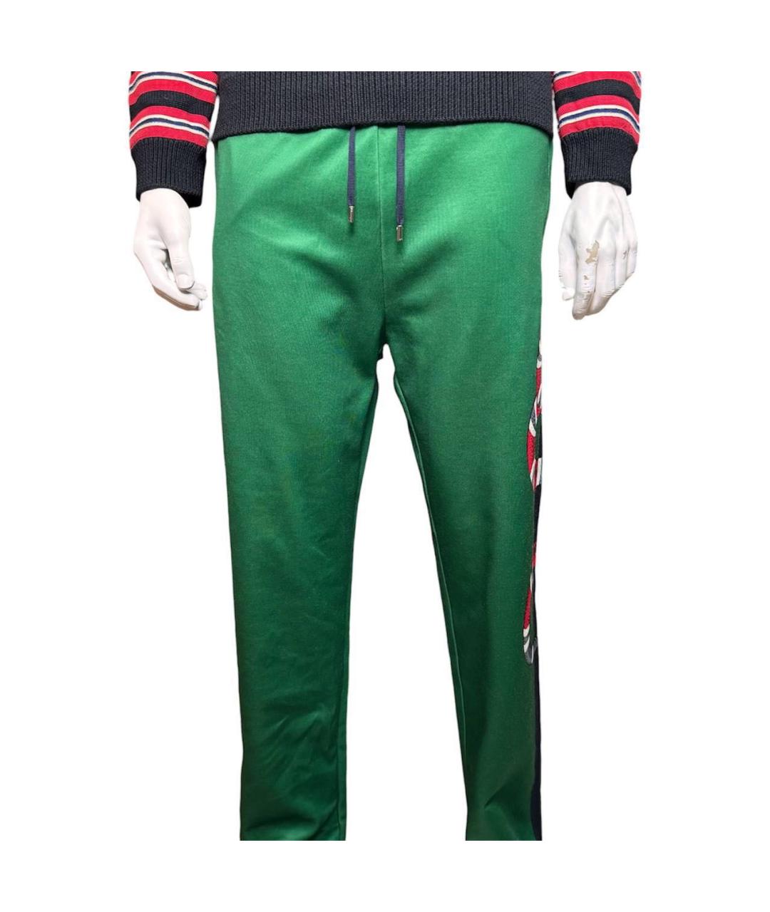 GUCCI Зеленые хлопковые повседневные брюки, фото 4