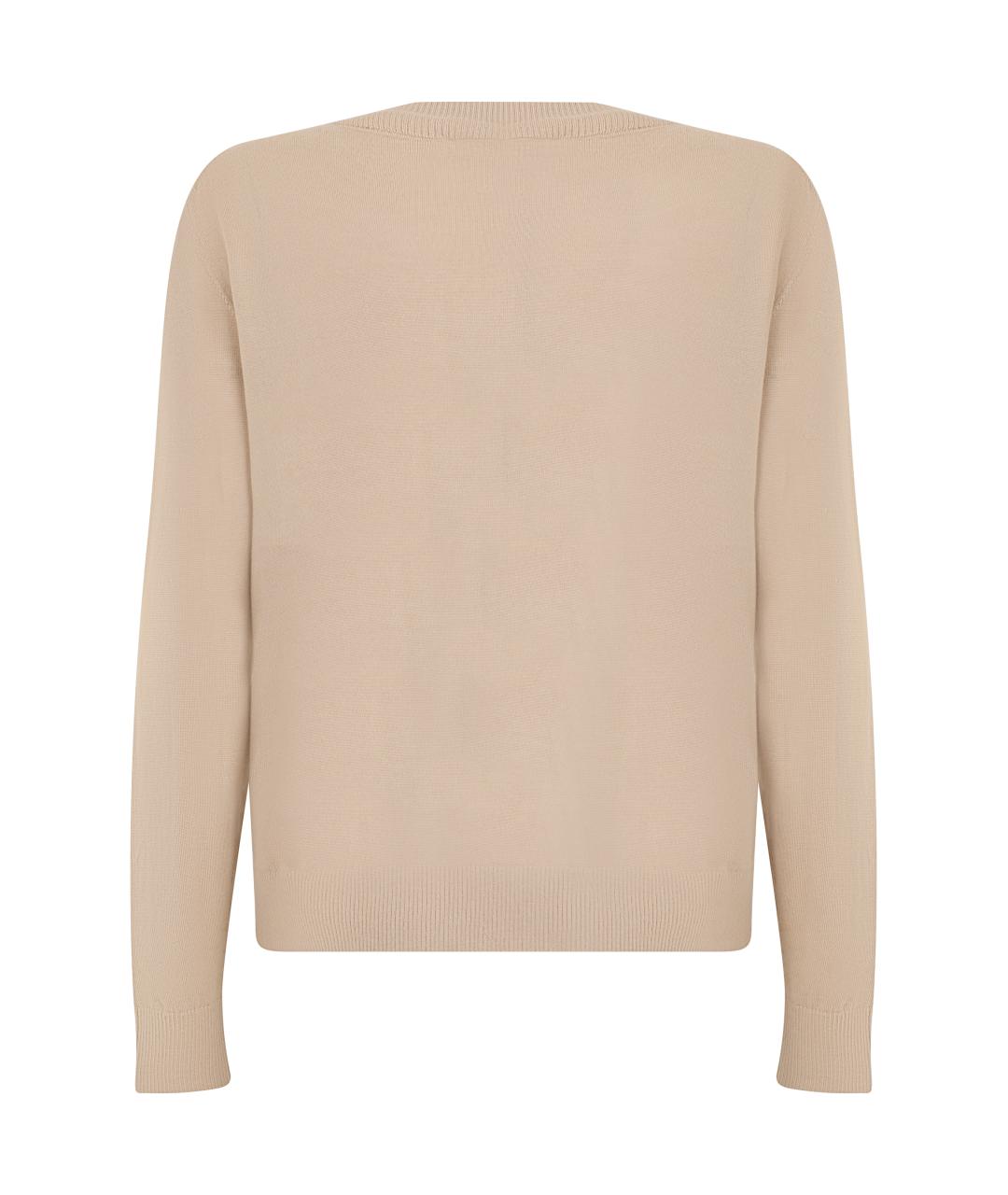 WEEKEND MAX MARA Бежевый шерстяной джемпер / свитер, фото 2