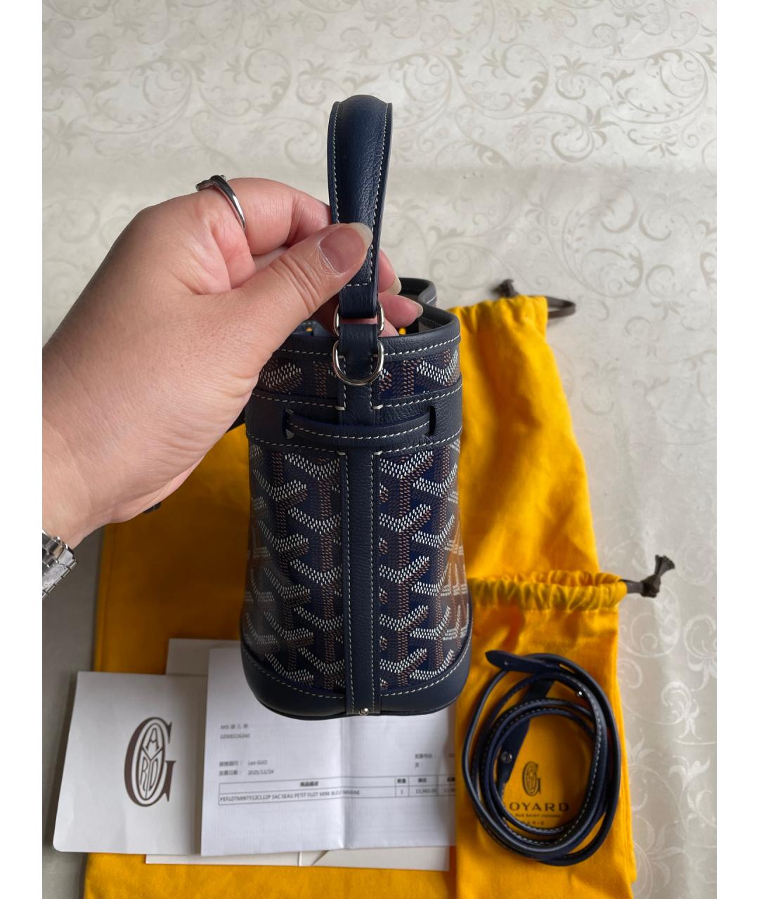 GOYARD Темно-синяя сумка тоут из канвы, фото 4