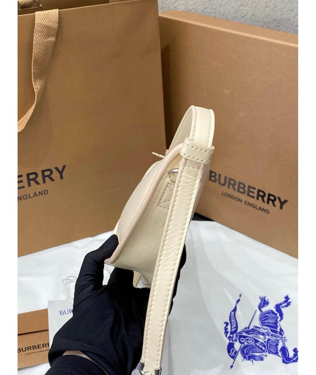 BURBERRY Белая кожаная сумка с короткими ручками, фото 8
