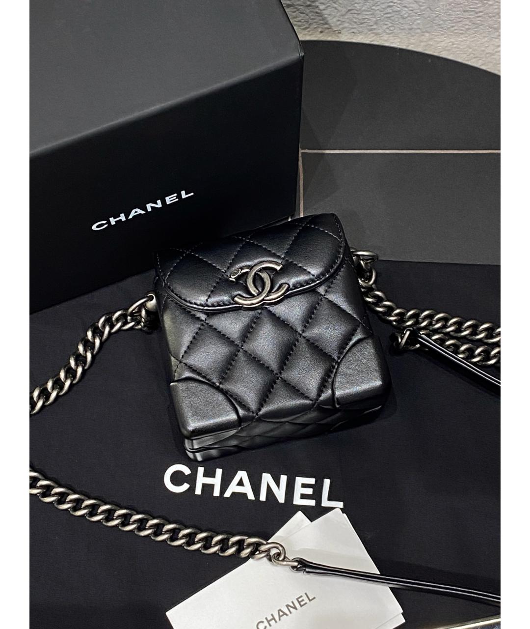 CHANEL Черная кожаная сумка через плечо, фото 6