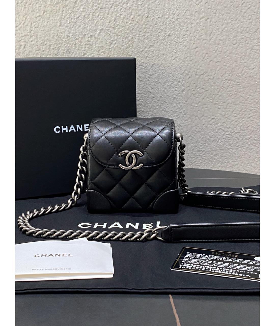 CHANEL Черная кожаная сумка через плечо, фото 10