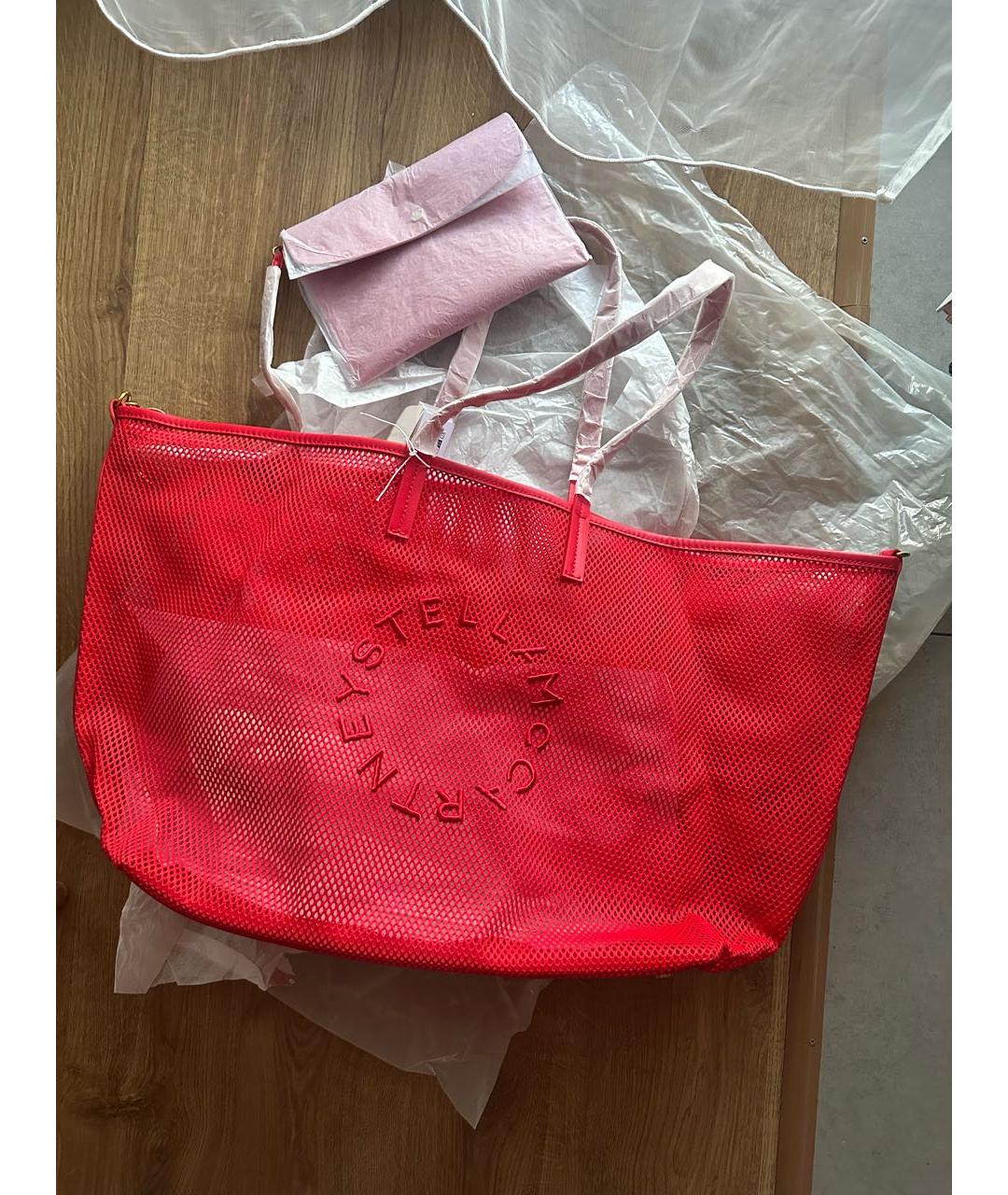 STELLA MCCARTNEY Красная плетеная пляжная сумка, фото 7