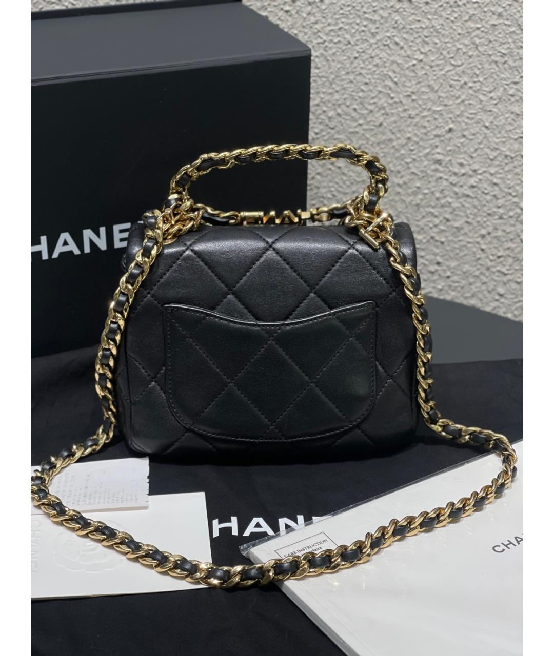 CHANEL Черная кожаная сумка через плечо, фото 8