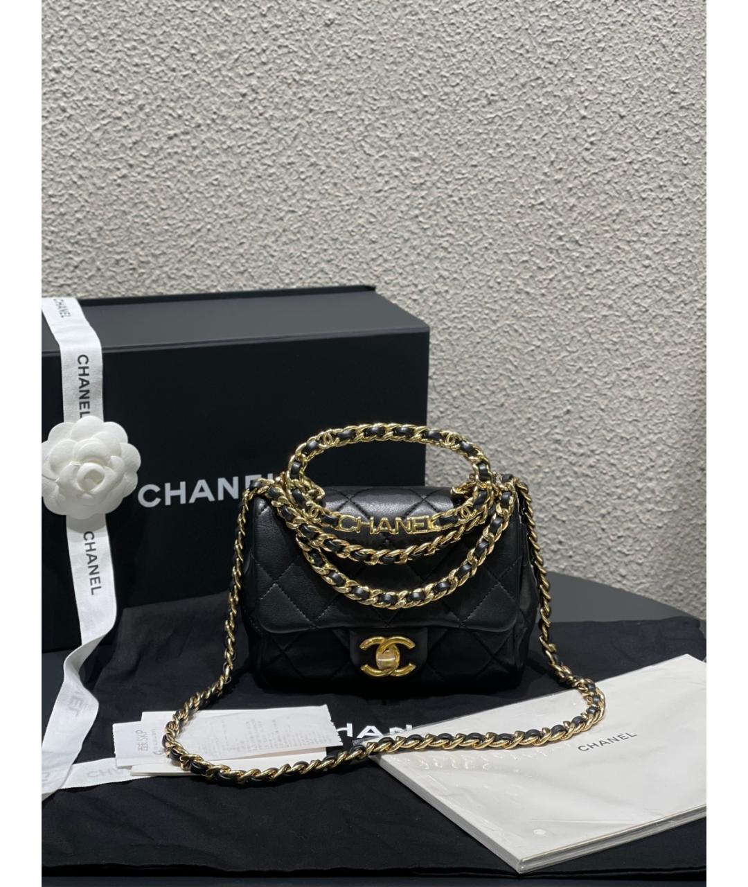 CHANEL Черная кожаная сумка через плечо, фото 10
