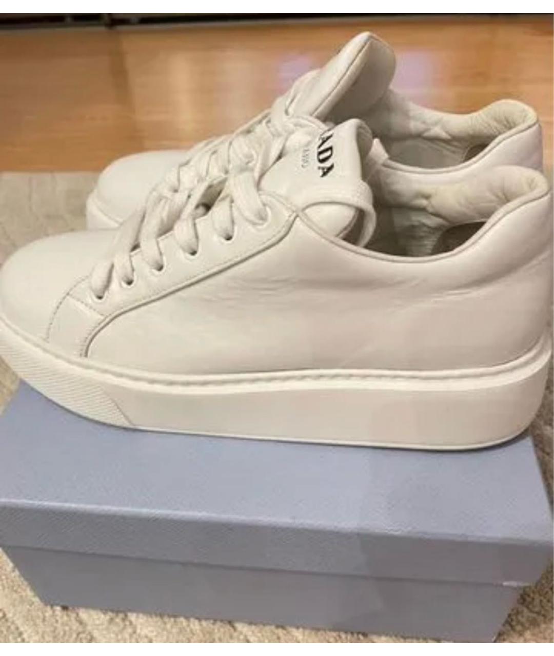 PRADA Белые кожаные кеды, фото 5