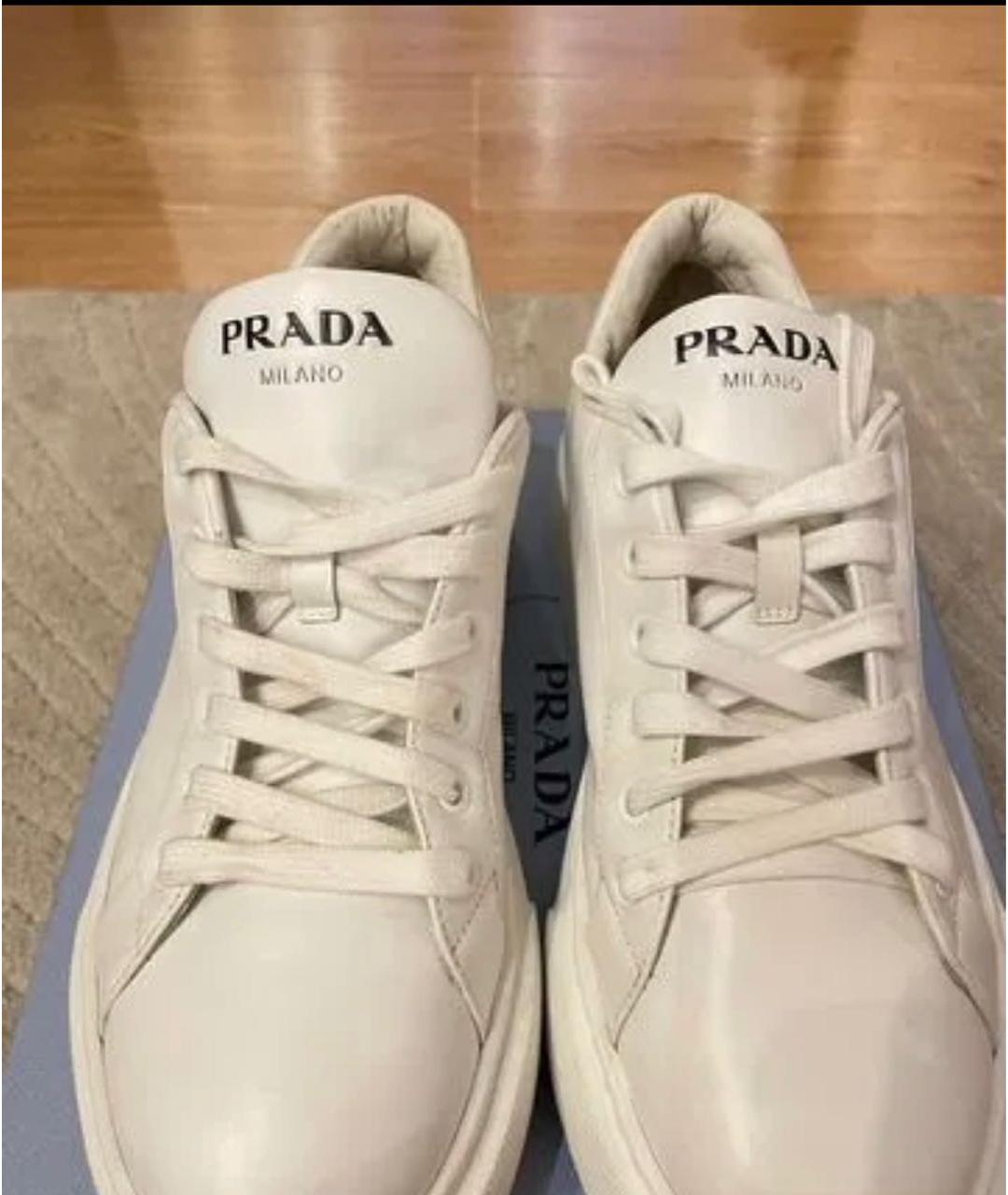 PRADA Белые кожаные кеды, фото 4