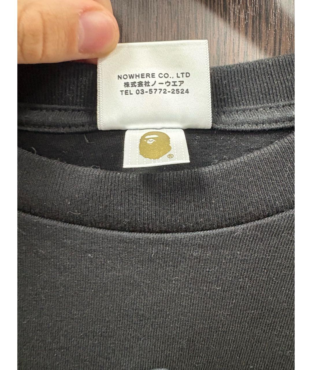 A BATHING APE Черная хлопковая футболка, фото 2
