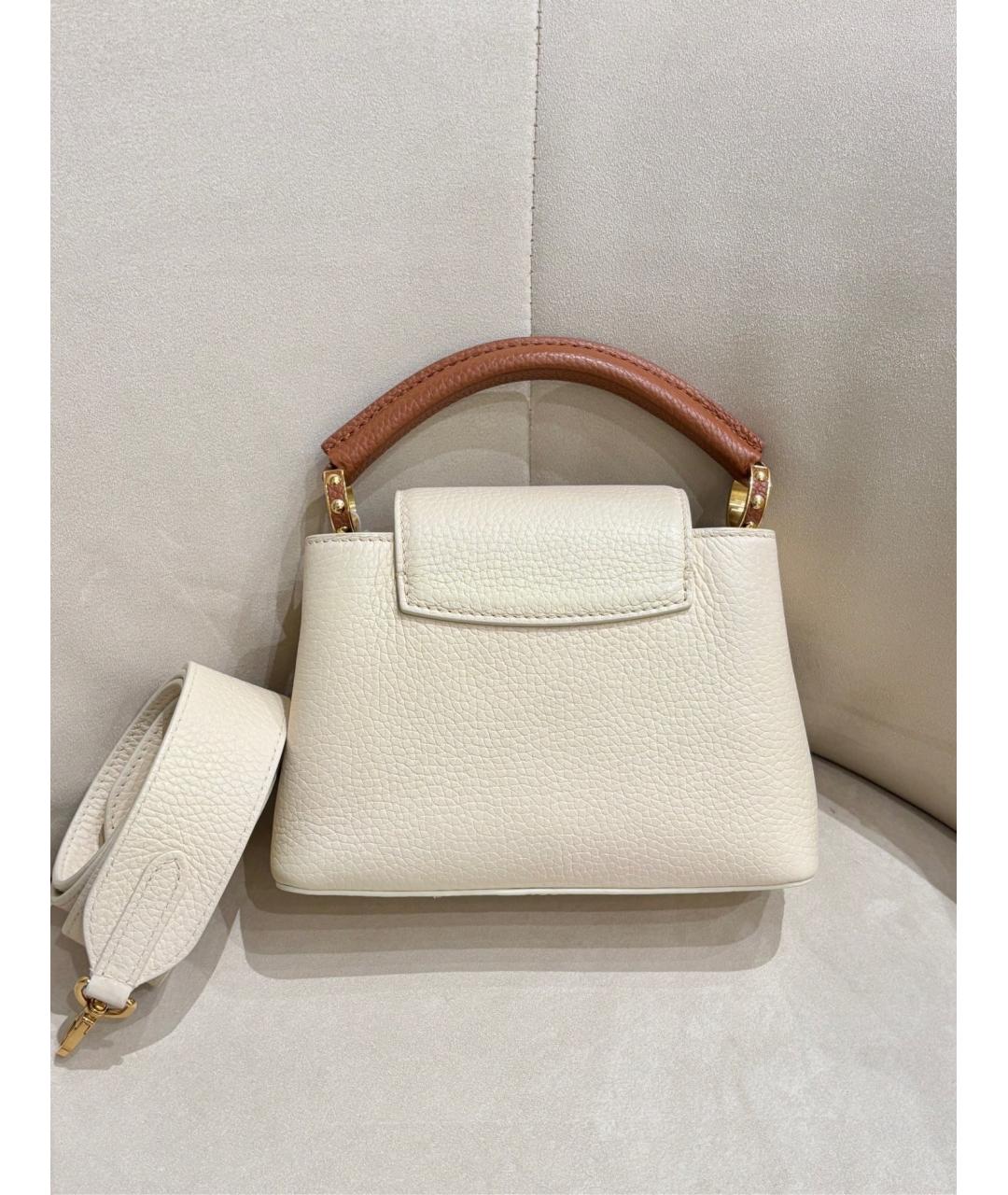 LOUIS VUITTON Белая кожаная сумка с короткими ручками, фото 2