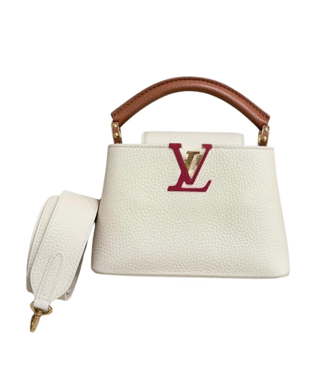 LOUIS VUITTON Белая кожаная сумка с короткими ручками, фото 1