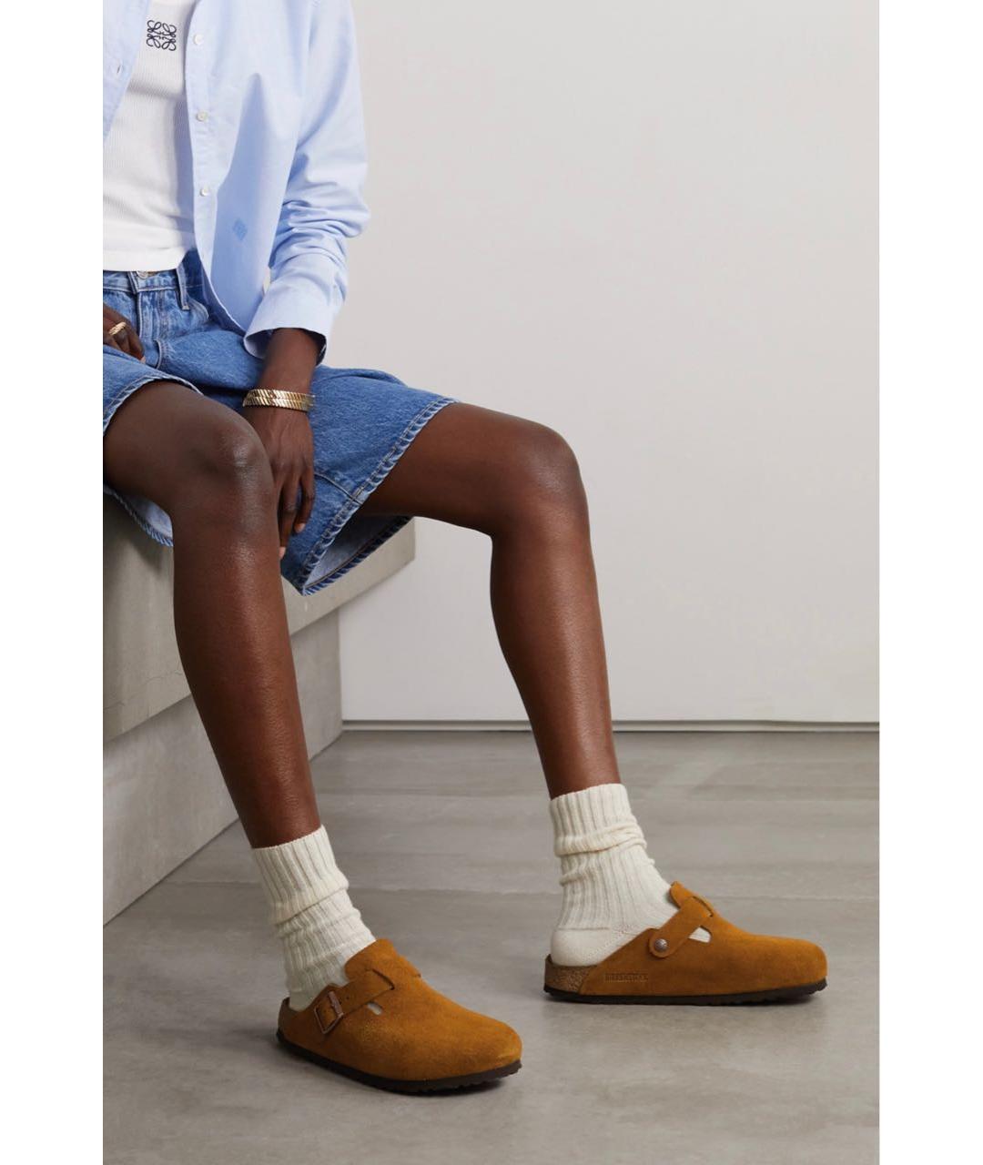 BIRKENSTOCK Коричневые замшевые сабо, фото 5