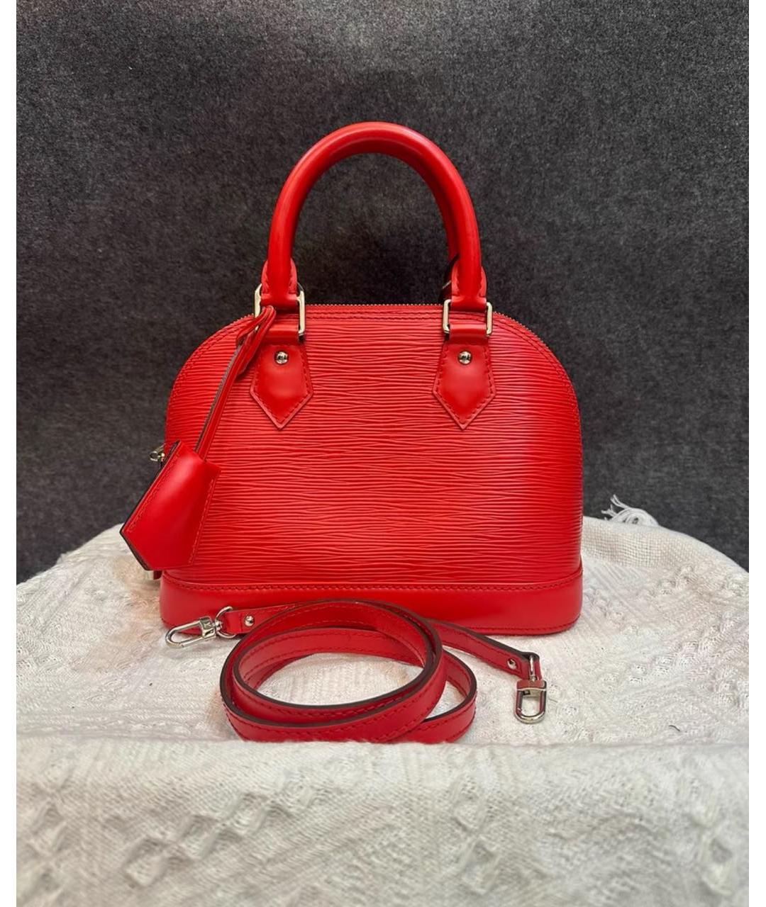 LOUIS VUITTON Красная кожаная сумка с короткими ручками, фото 2