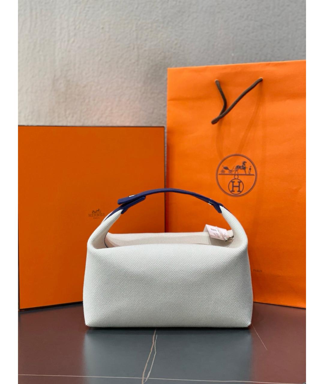 HERMES Бежевая деним косметичка, фото 3