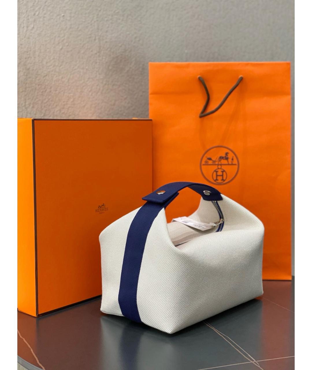 HERMES Бежевая деним косметичка, фото 5