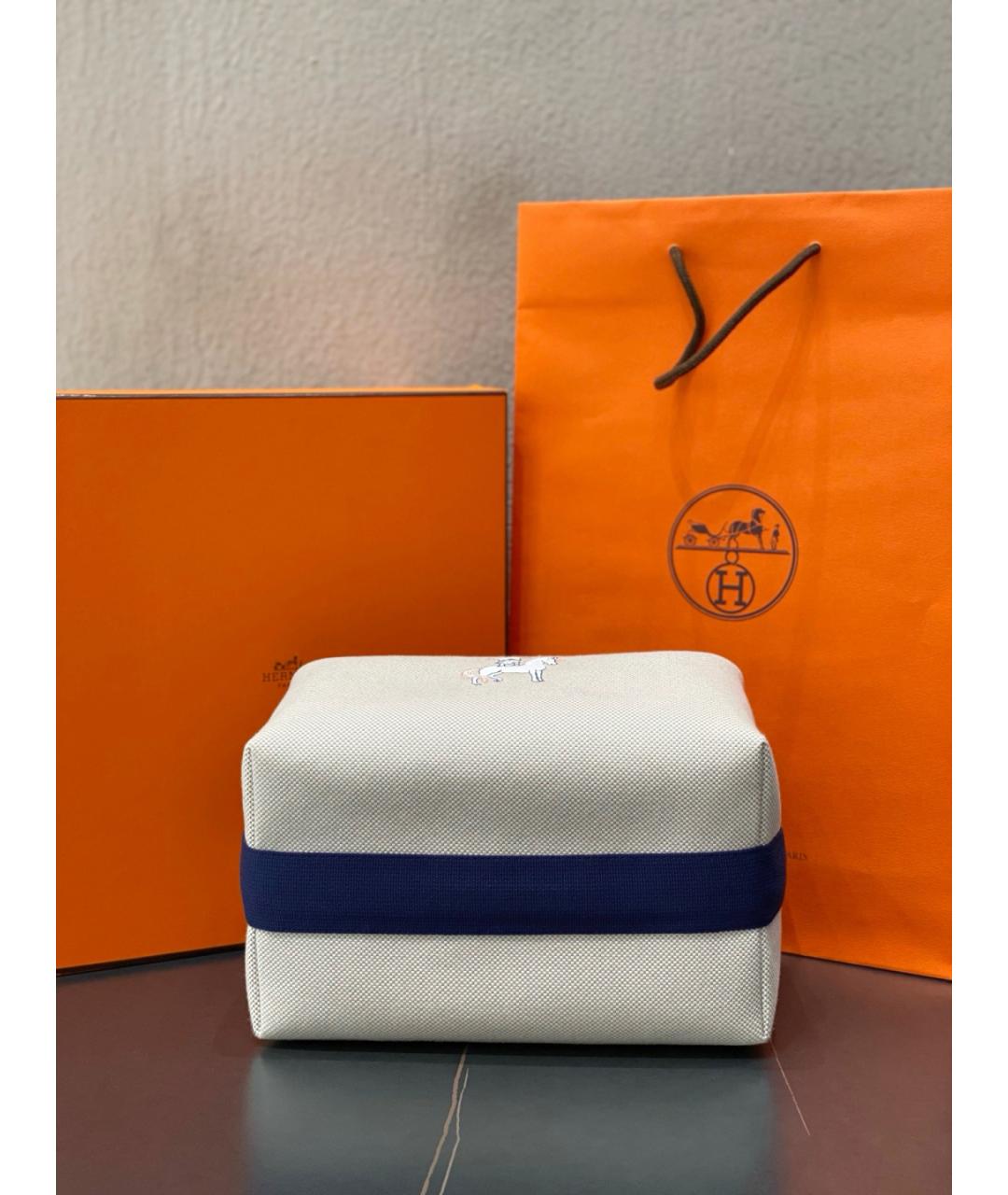 HERMES Бежевая деним косметичка, фото 8