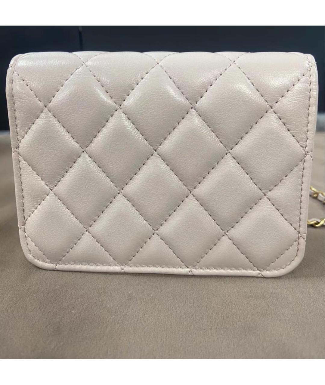 CHANEL Бежевая кожаная сумка через плечо, фото 4