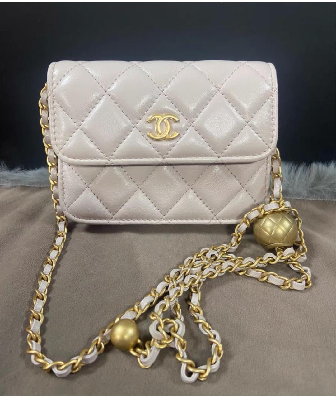 CHANEL Бежевая кожаная сумка через плечо, фото 2