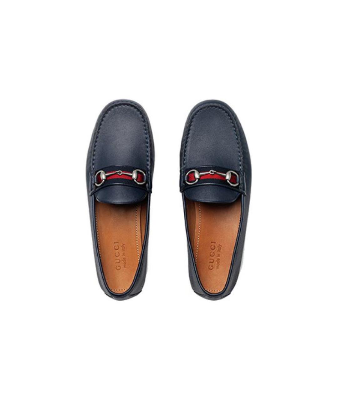 GUCCI Темно-синие кожаные лоферы, фото 4