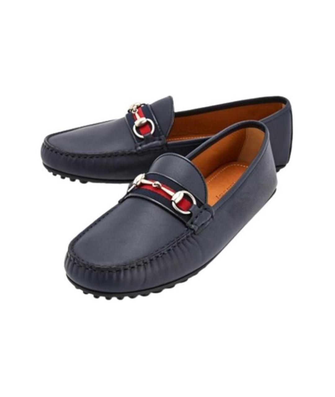 GUCCI Темно-синие кожаные лоферы, фото 3