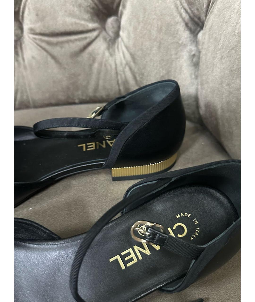 CHANEL Черные кожаные балетки, фото 4