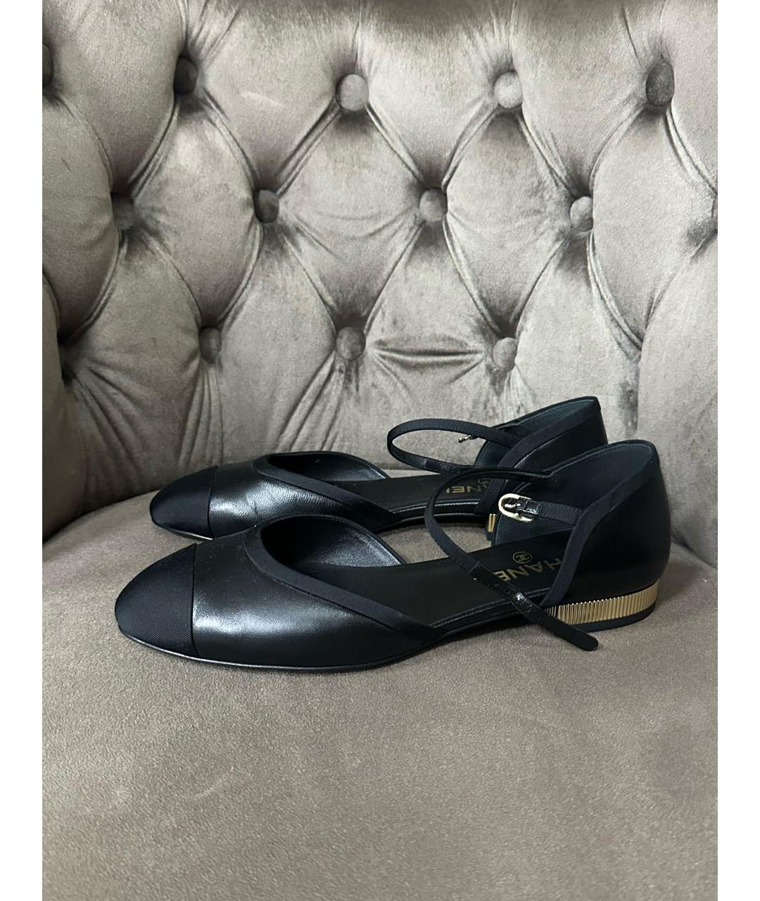 CHANEL Черные кожаные балетки, фото 9