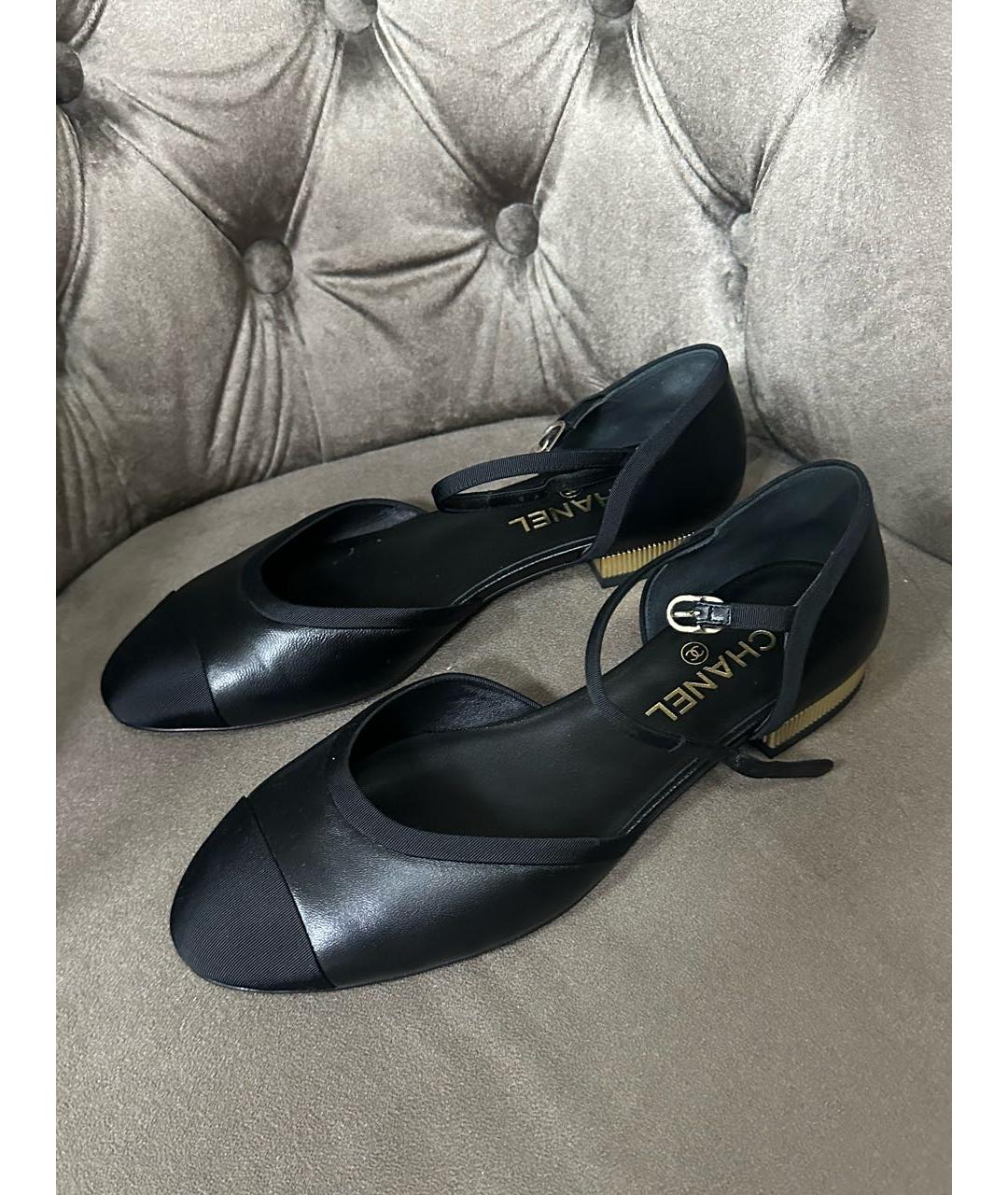 CHANEL Черные кожаные балетки, фото 2
