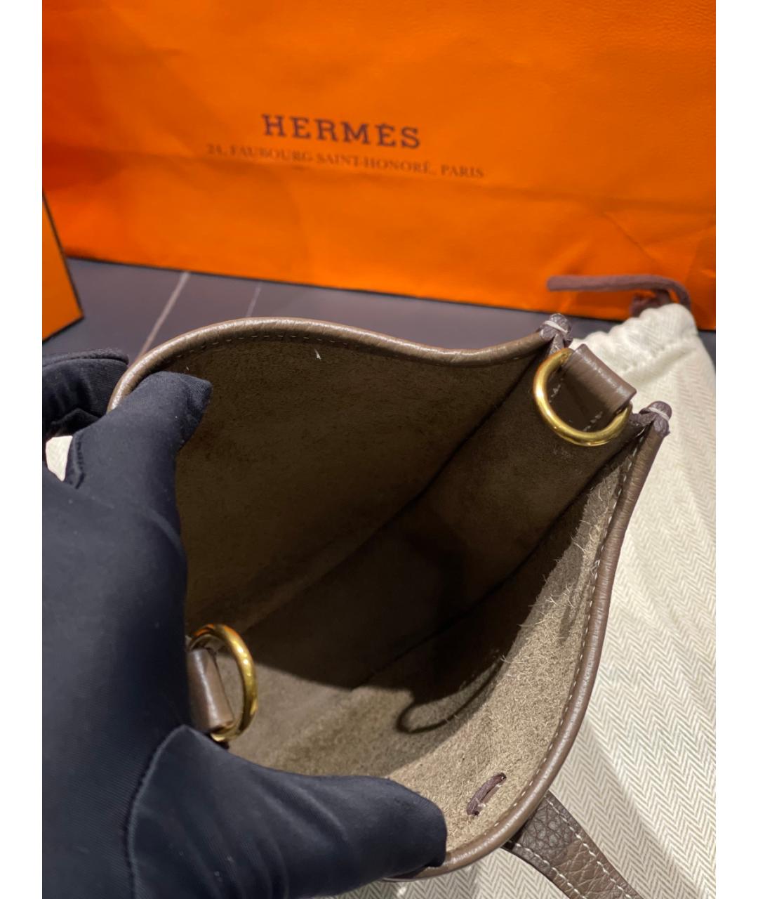 HERMES Серая кожаная сумка через плечо, фото 8