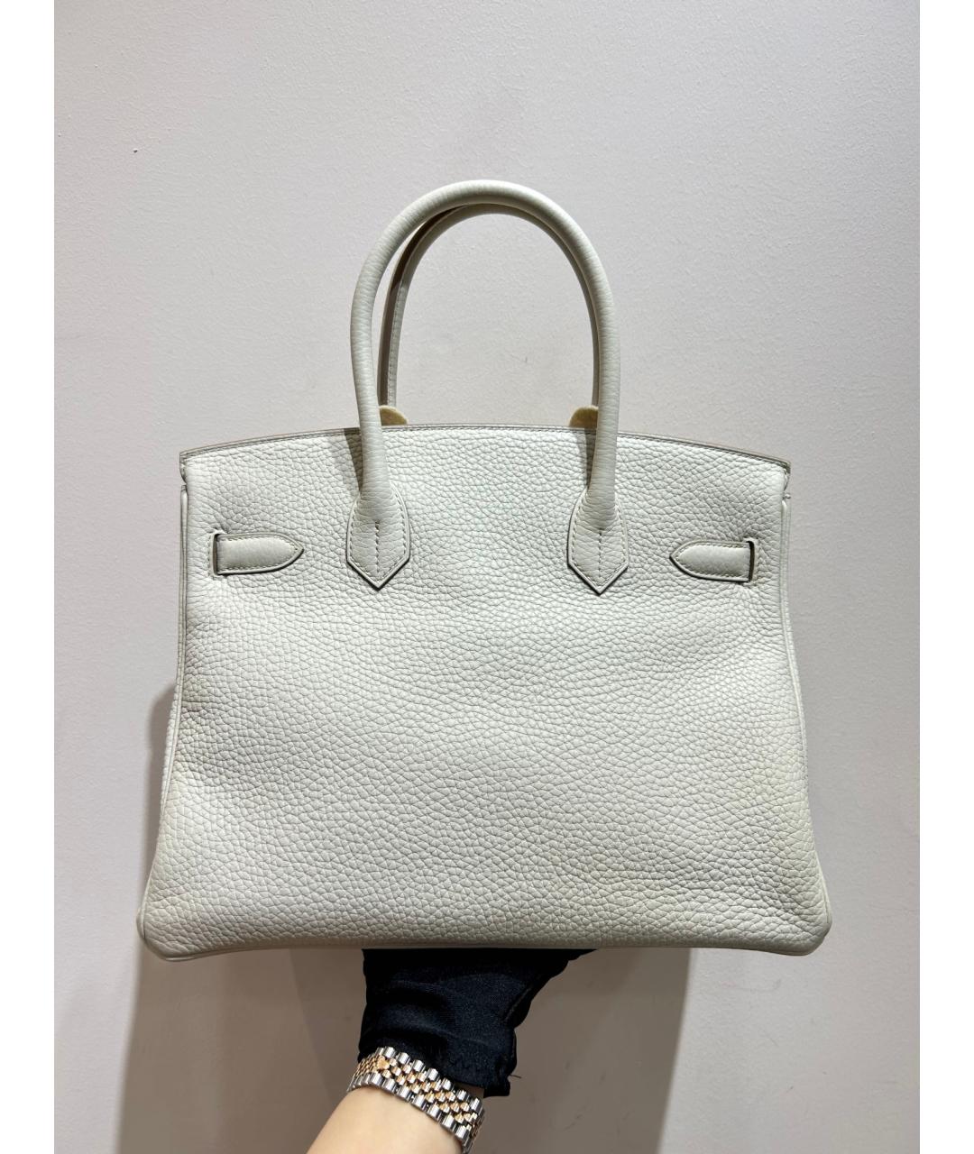 HERMES Белая кожаная сумка тоут, фото 3