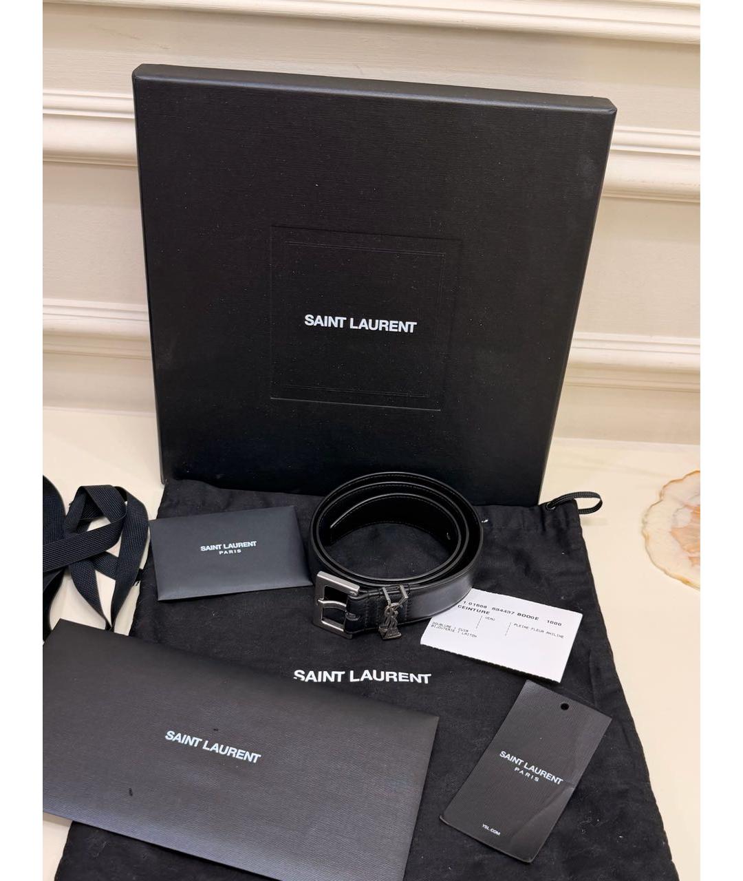 SAINT LAURENT Черный кожаный ремень, фото 5