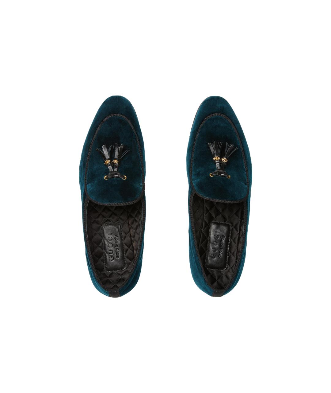 GUCCI Синие бархатные лоферы, фото 3