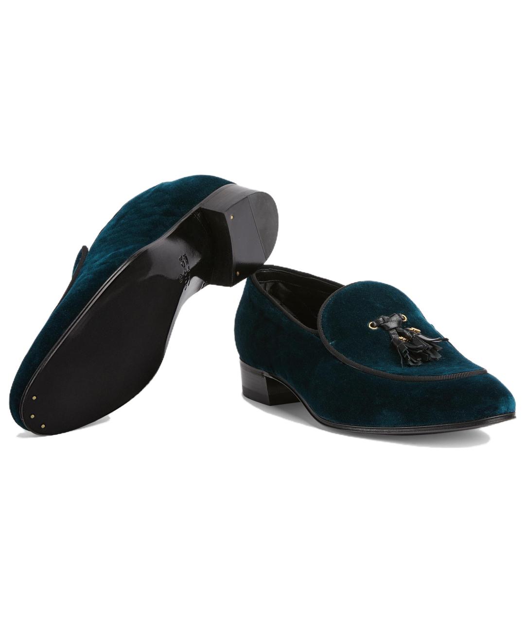 GUCCI Синие бархатные лоферы, фото 5