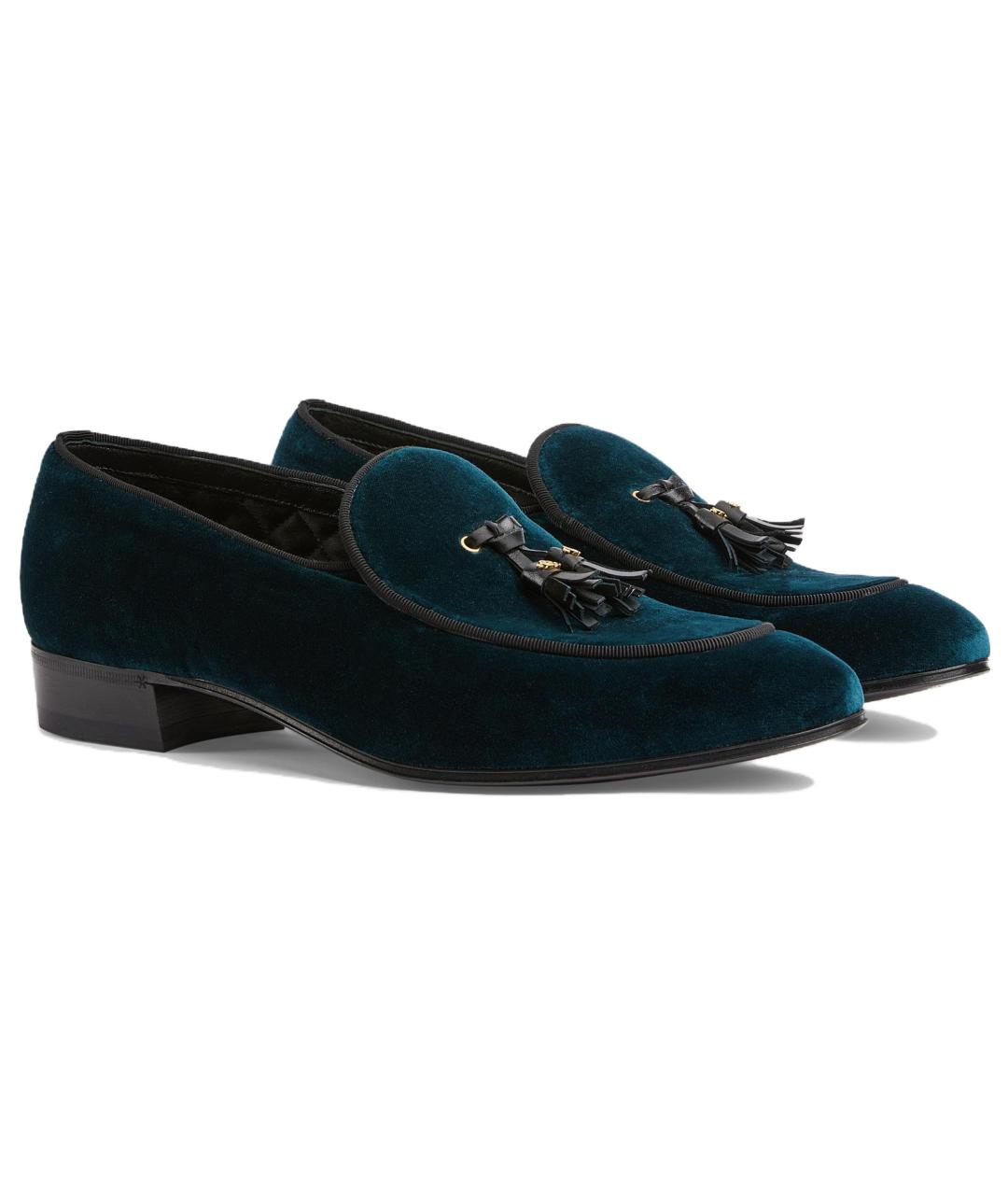 GUCCI Синие бархатные лоферы, фото 2