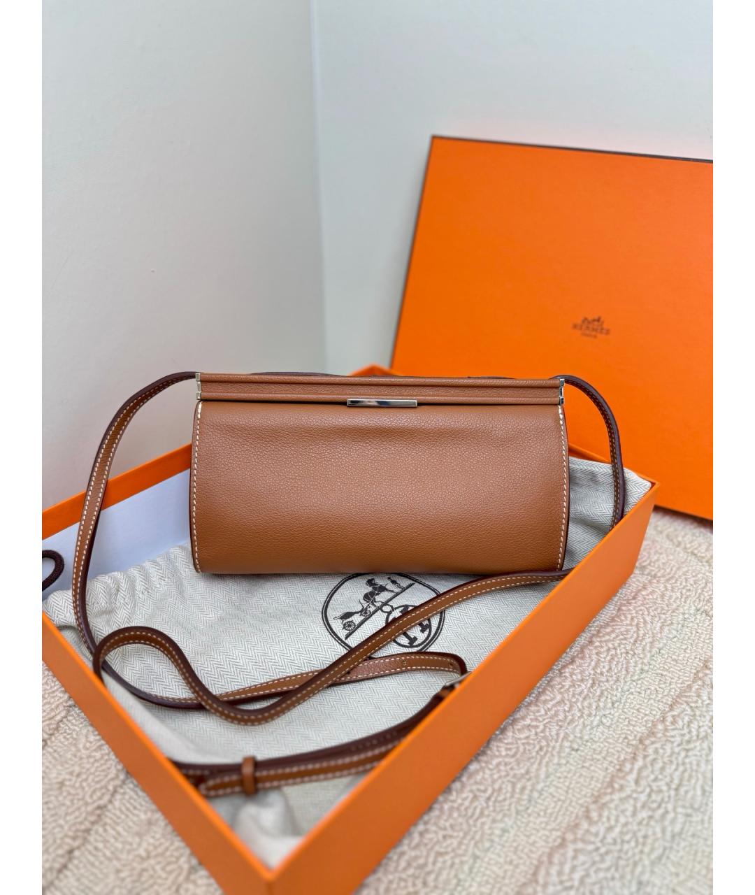 HERMES Коричневая кожаная сумка через плечо, фото 2