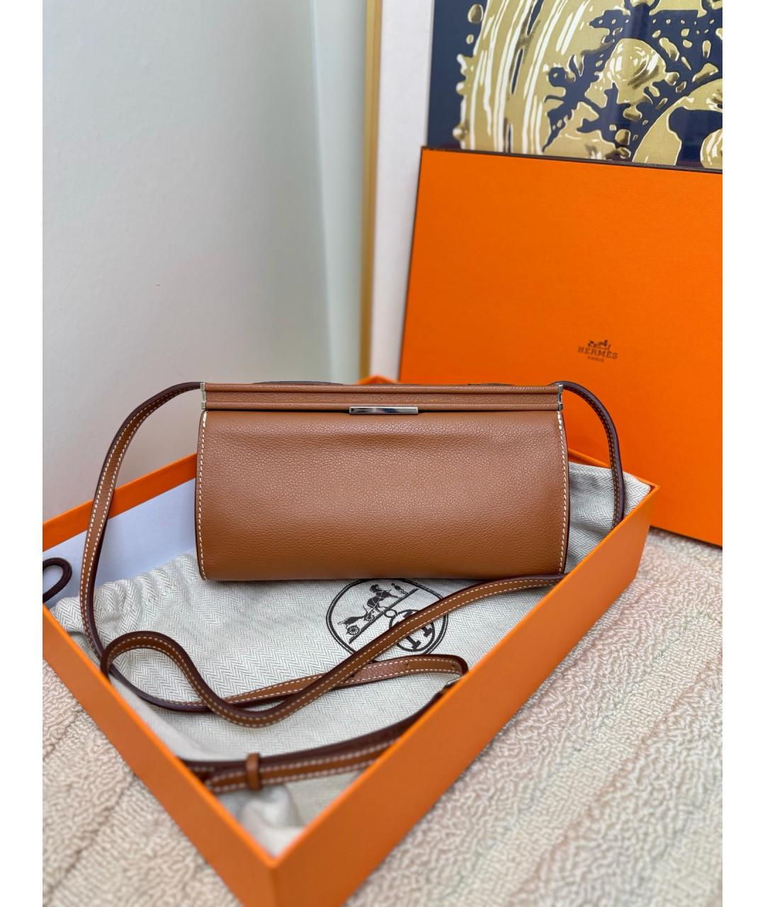 HERMES Коричневая кожаная сумка через плечо, фото 10