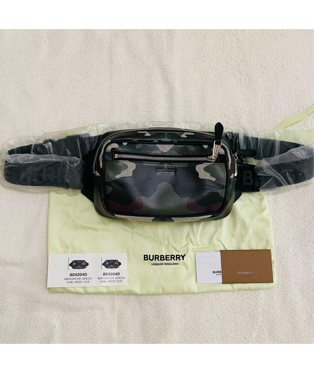 BURBERRY Хаки поясная сумка из канвы, фото 2