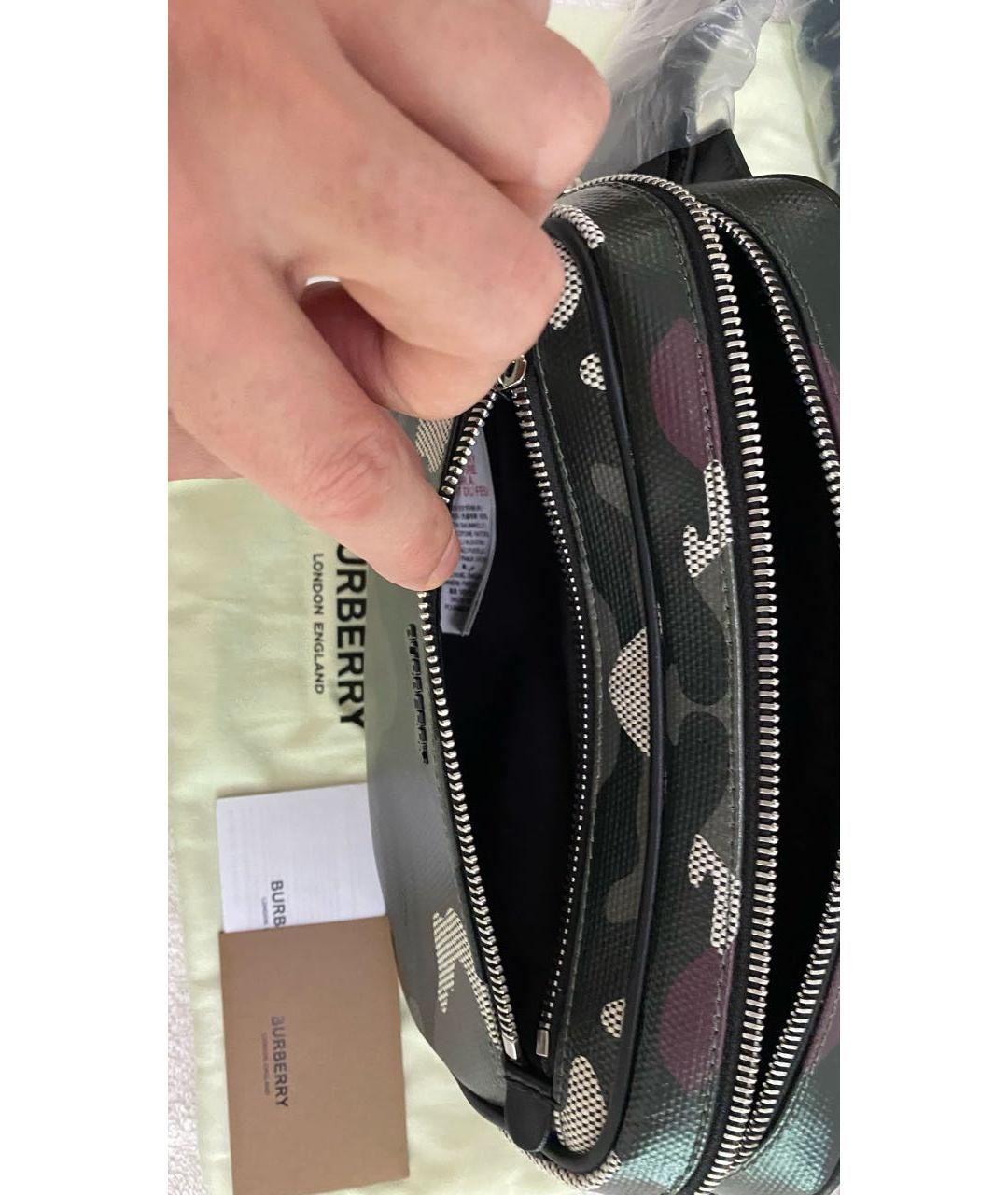 BURBERRY Хаки поясная сумка из канвы, фото 6