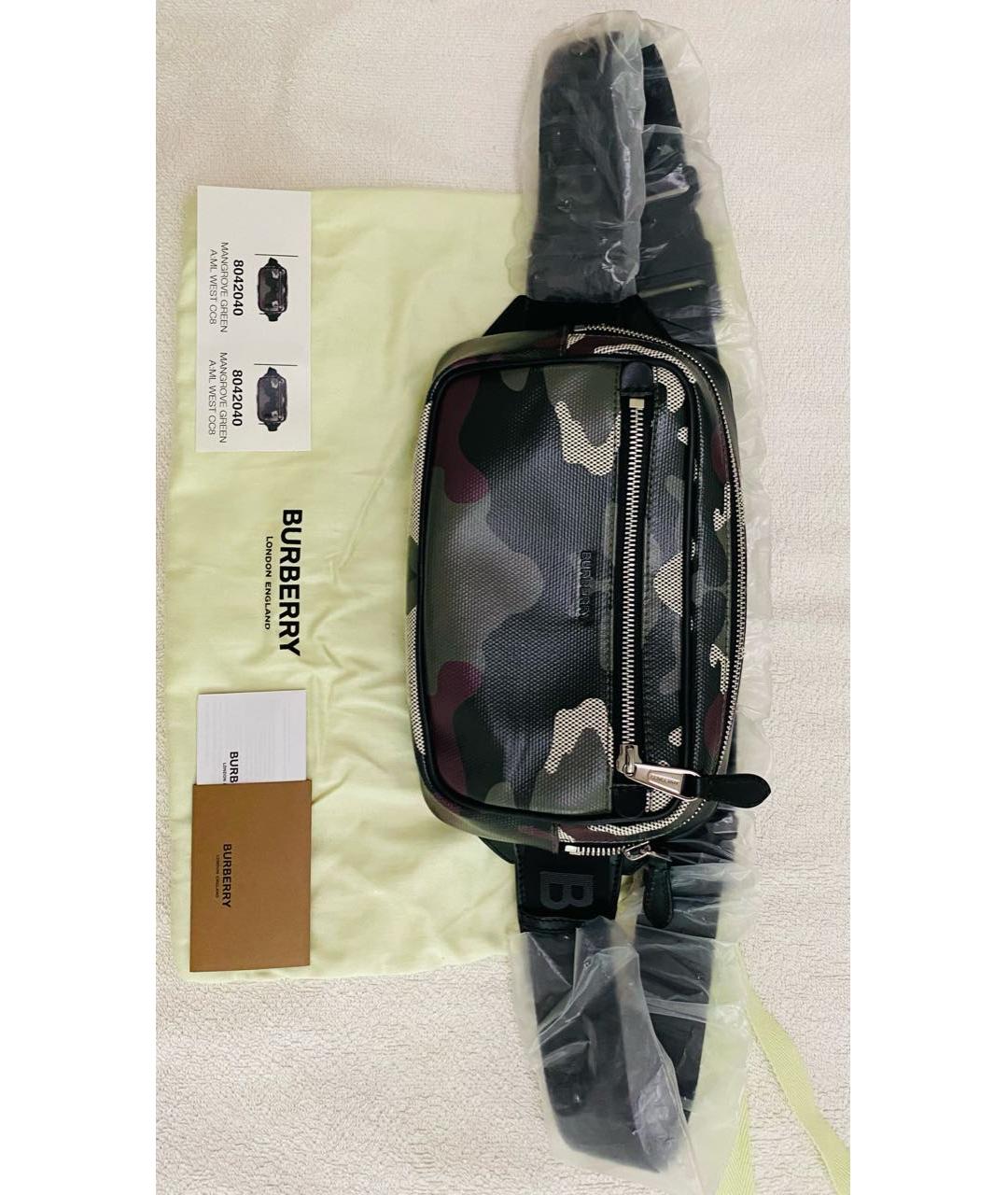 BURBERRY Хаки поясная сумка из канвы, фото 4