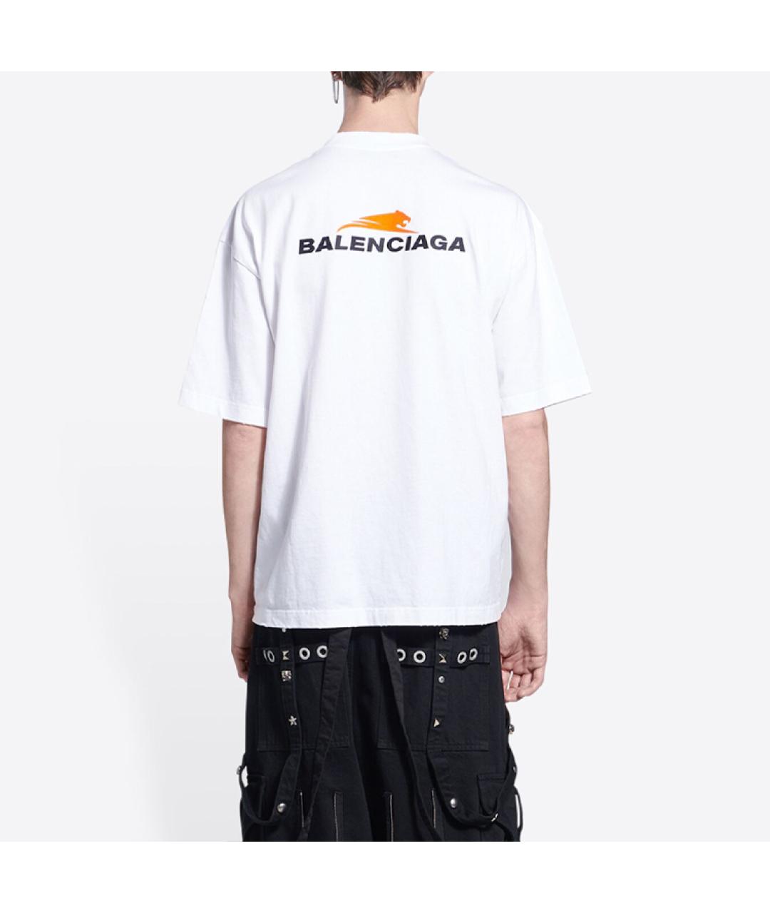 BALENCIAGA Белая хлопковая футболка, фото 5