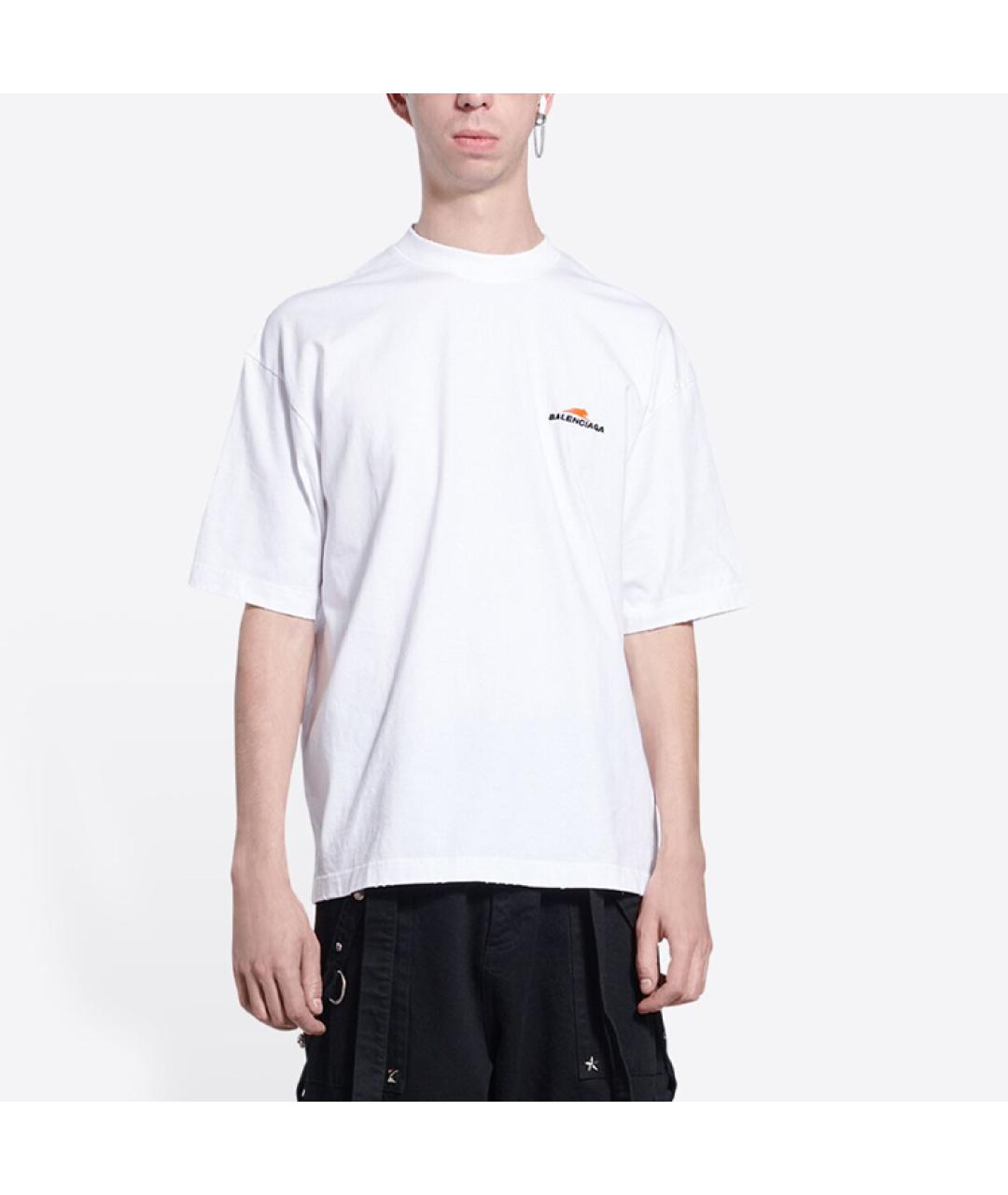 BALENCIAGA Белая хлопковая футболка, фото 4