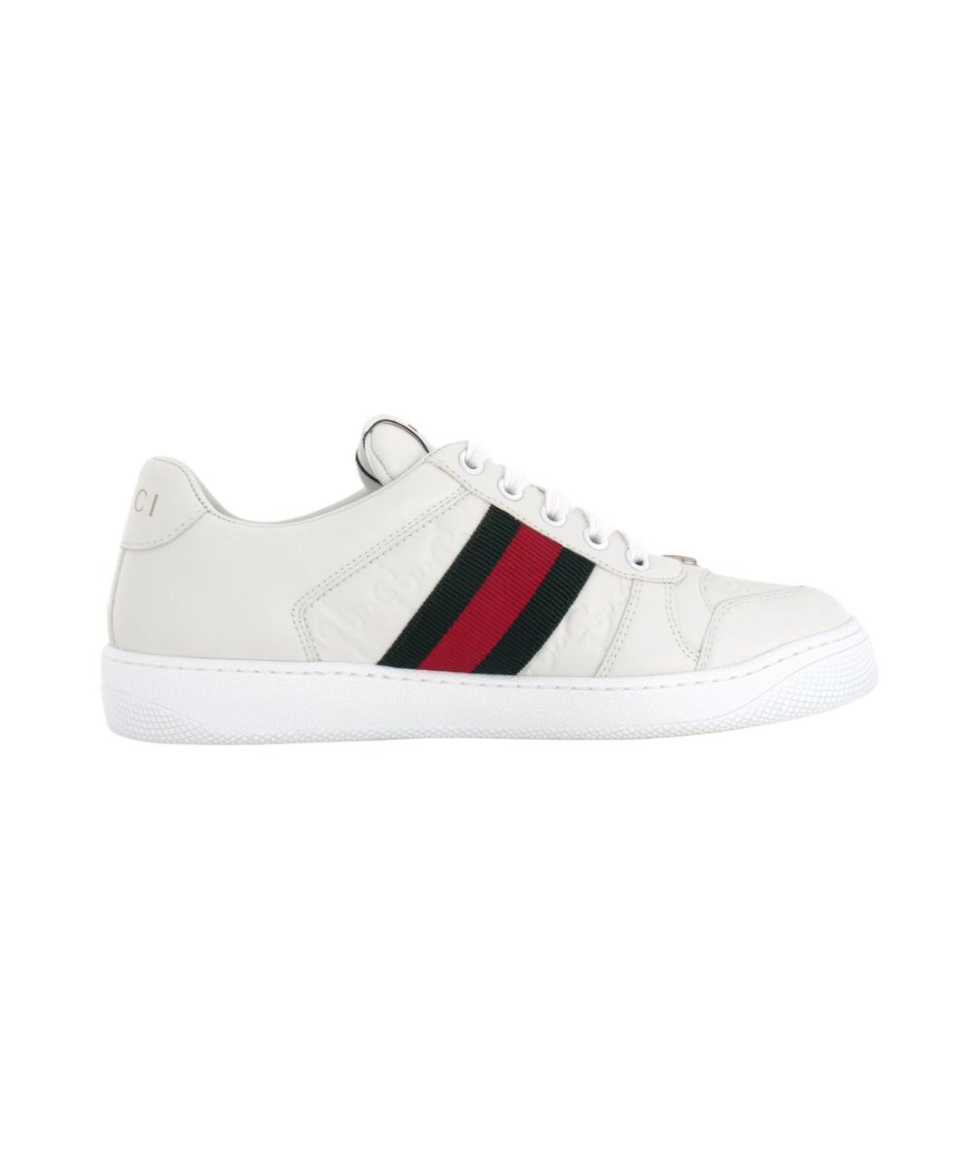 GUCCI Белые кожаные кроссовки, фото 6