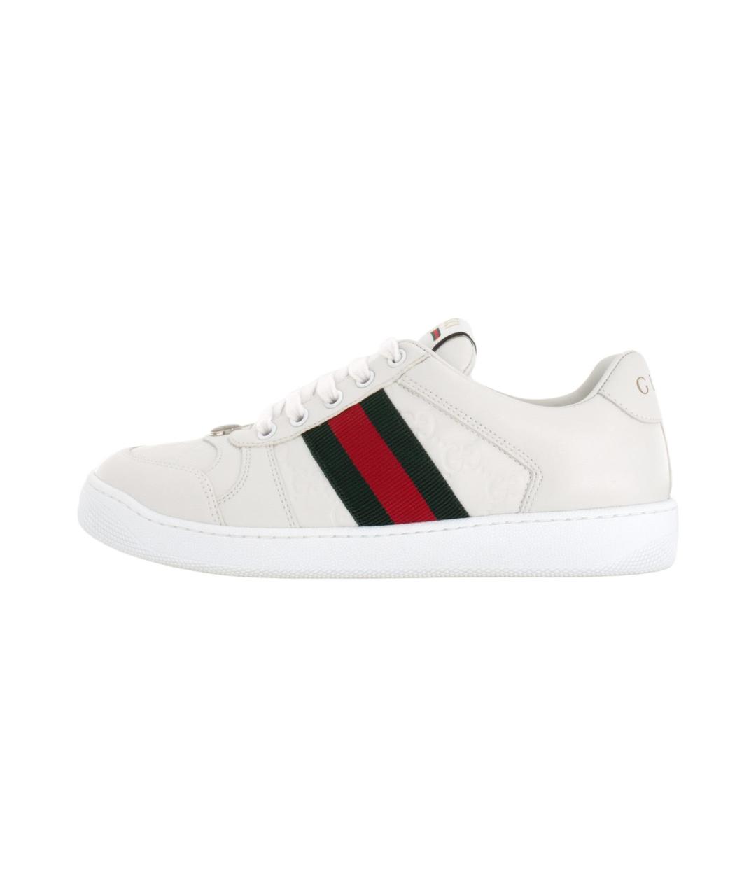 GUCCI Белые кожаные кроссовки, фото 2