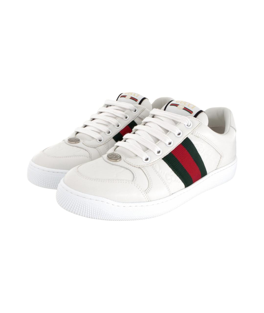 GUCCI Белые кожаные кроссовки, фото 3