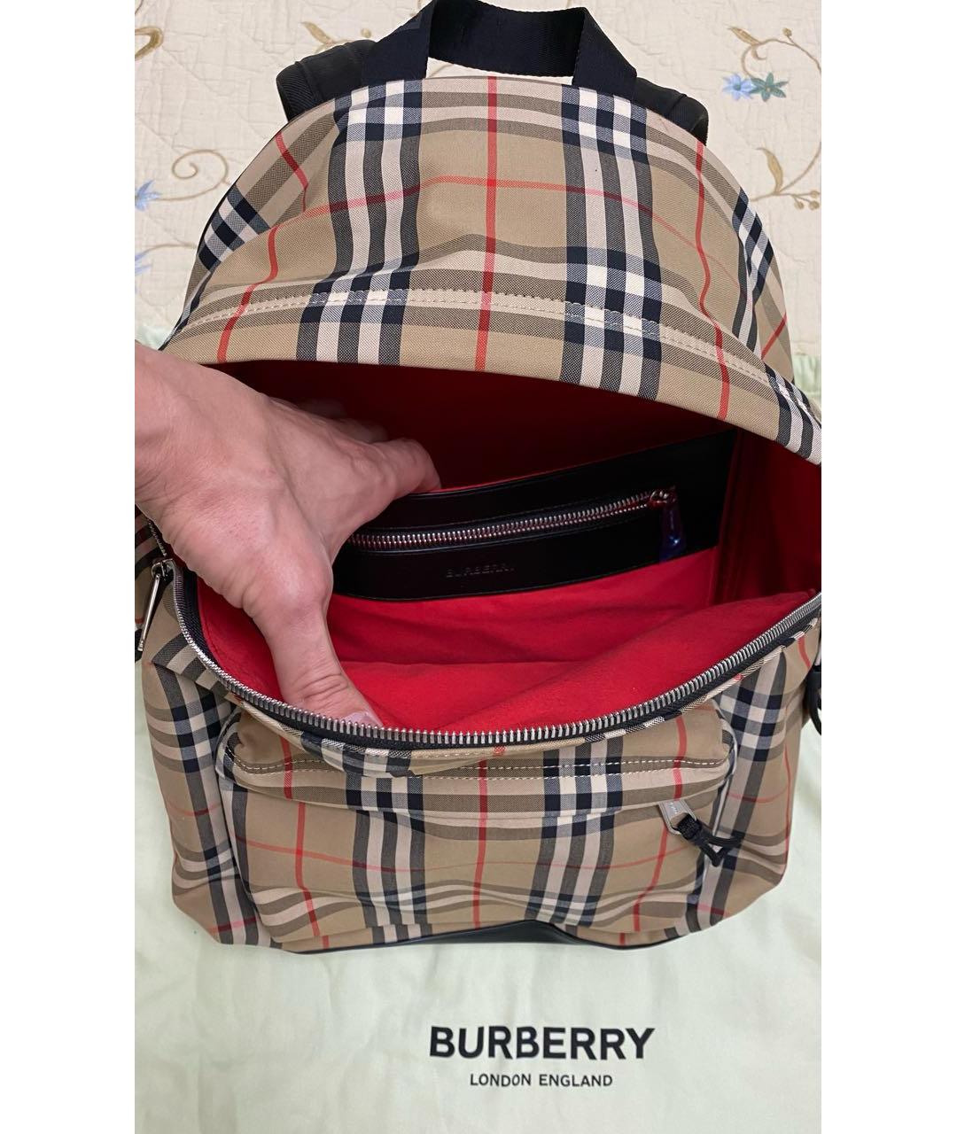 BURBERRY Бежевый нейлоновый рюкзак, фото 7